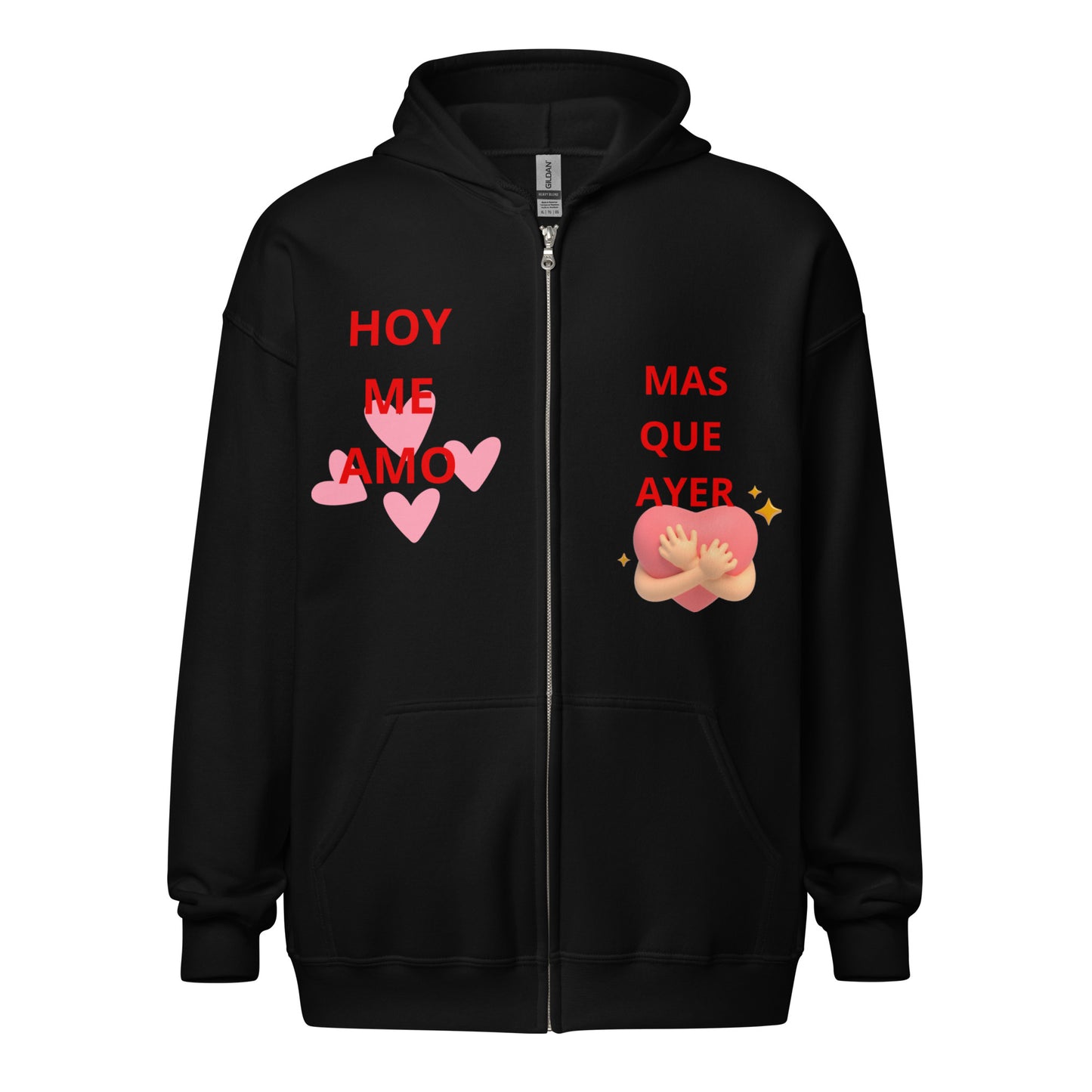 Sudadera con capucha y cremallera de mezcla pesada Amor