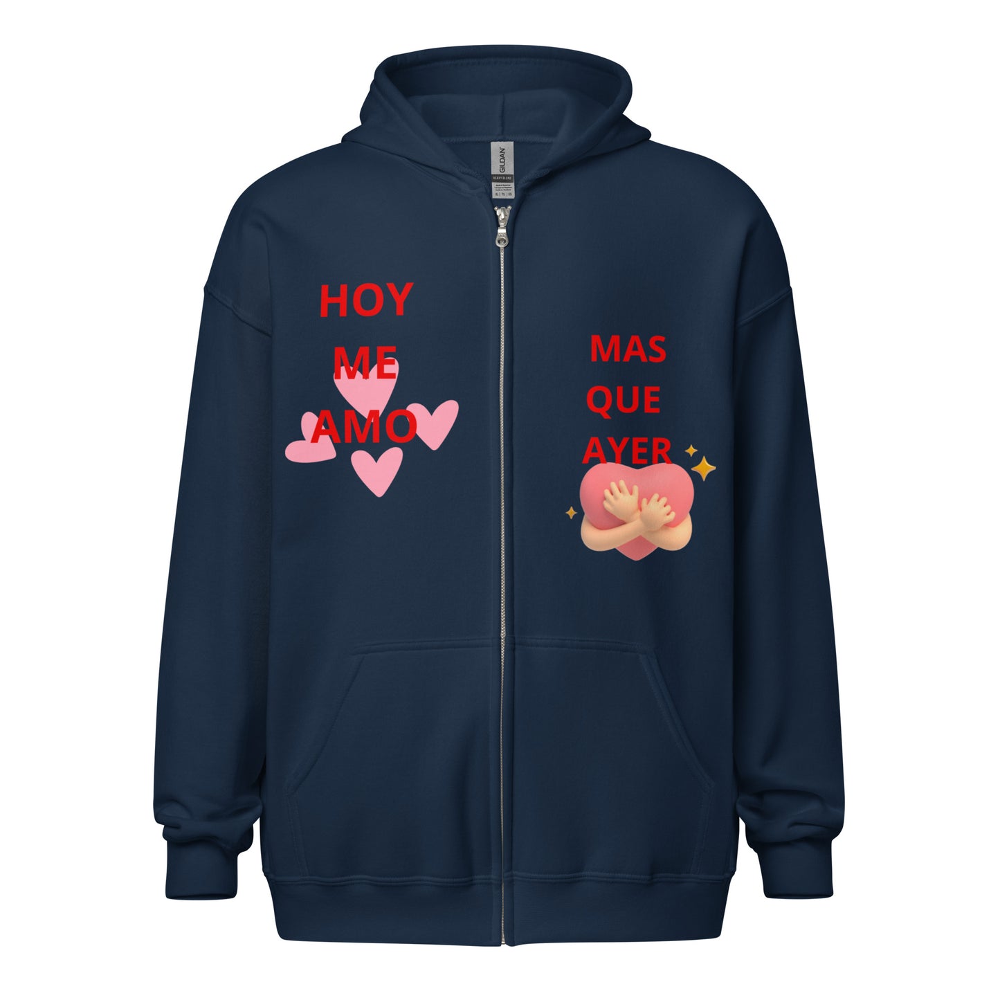 Sudadera con capucha y cremallera de mezcla pesada Amor